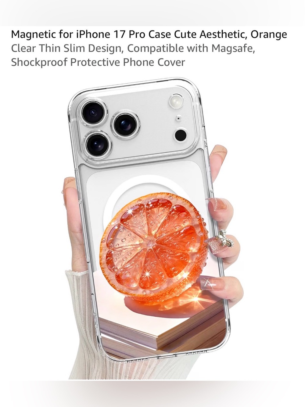 📱IP 17 pro 6.3” Case aesthetic orange clear thin slim design shockproof